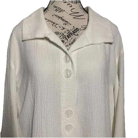 Habitat White Textured Button-Up Shirt Women’s Sz XL Artsy Lagenlook - Picture 4 of 10